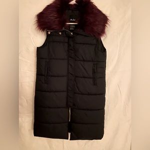 ME JANE  Faux Fur Sleeveless Puffy Coat